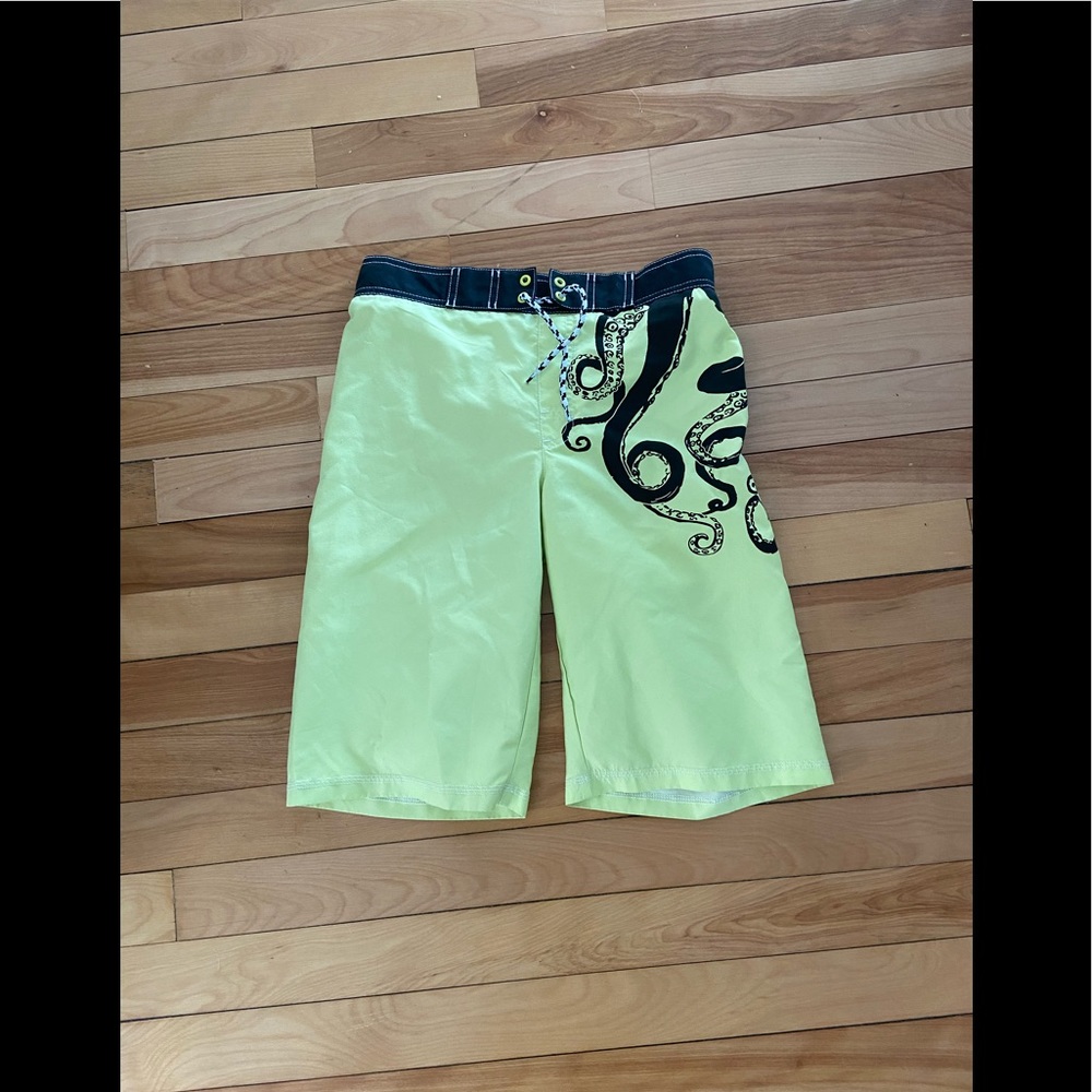 Gymboree Neon Yellow Octopus swim board Shorts